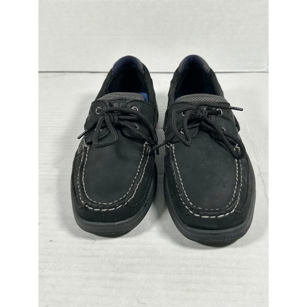 Sperry Top-Sider Mens Black Leather Boat Shoes 0773507 Size 8M Mesh Panels